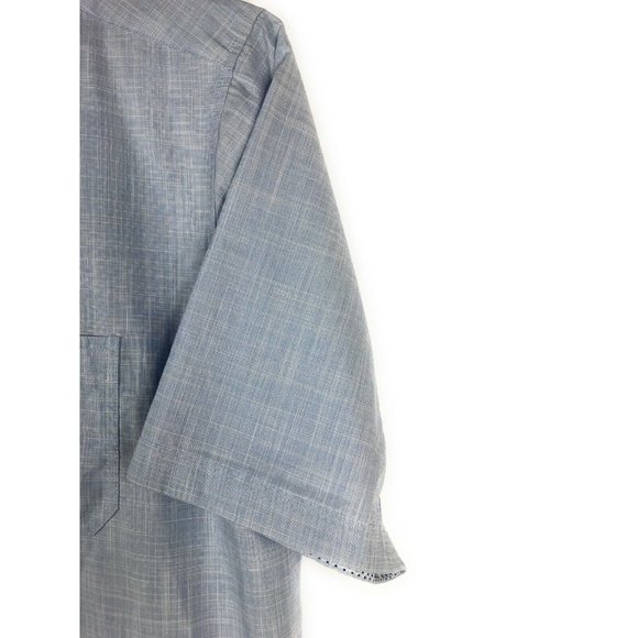 Beverly Hills Polo Men's 3XLB Short Sleeve Button Up Blue Cotton Blend Shirt A9 - Picture 3 of 4